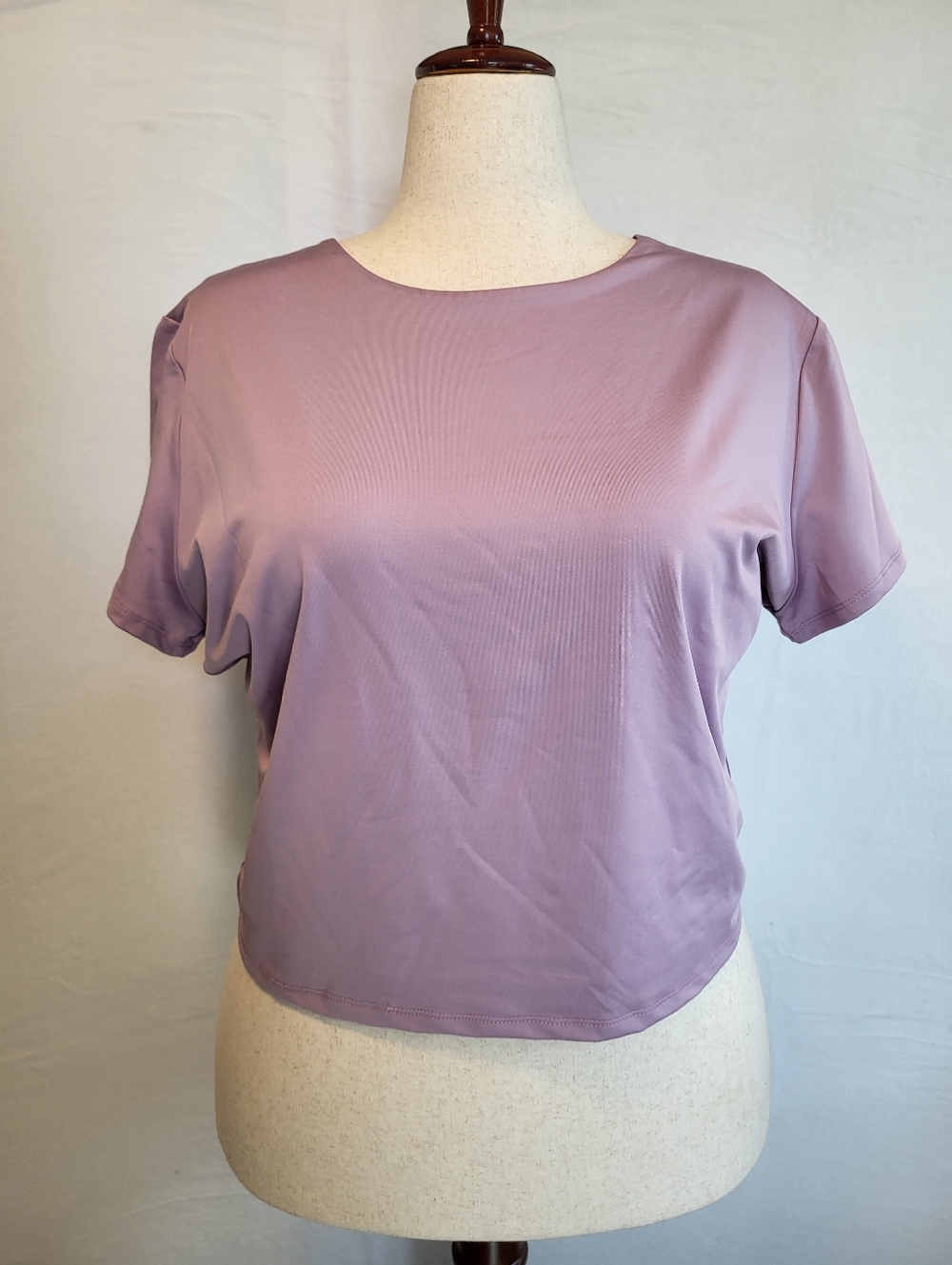 Women’s Short Sleeve Scoop Neck Cropped Top - Lavender XXL NWT